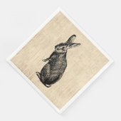 Serviette En Papier Illustration lapin antique avec script (Coin)