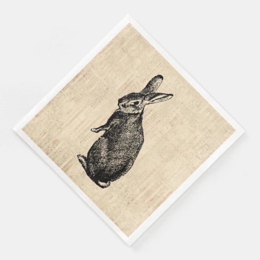 Serviette En Papier Illustration lapin antique avec script (Coin)