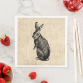 Serviette En Papier Illustration lapin antique avec script (En situation)
