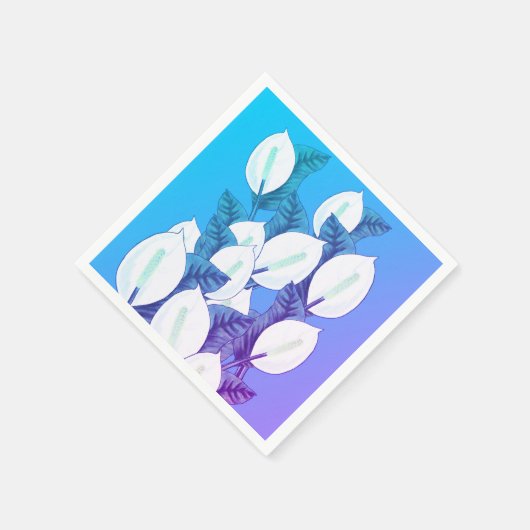 Serviette En Papier Illustration Lily blanche bleu pâle violet (Coin)