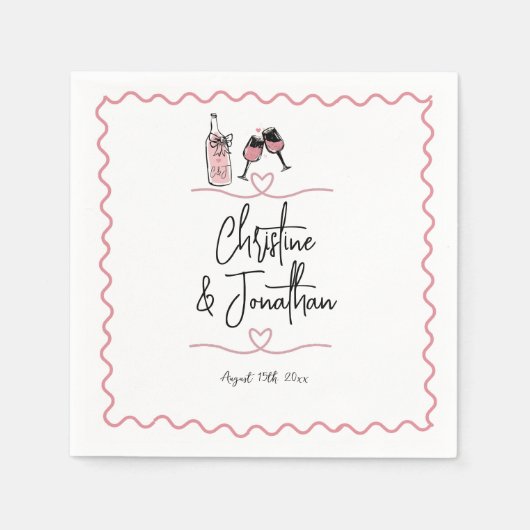 Serviette En Papier Illustration lunaire | Mariage rétro (Devant)