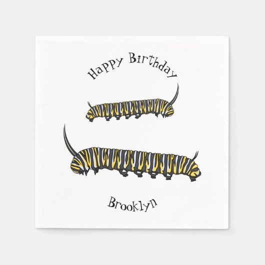 Serviette En Papier Illustration Monarch caterpillar (Devant)