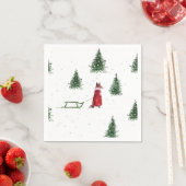 Serviette En Papier Illustration Noël hiver neige renard (En situation)