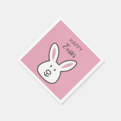 Serviette En Papier Illustration Pastel Pink Cute Bunny Pâques (Coin)