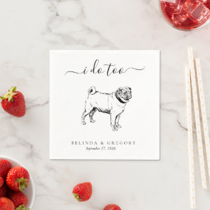Serviette En Papier Illustration personnalisée de chien de mariage pou