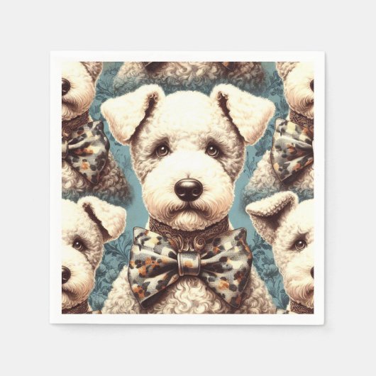 Serviette En Papier Illustration Retro Bedlington Terrier (Devant)