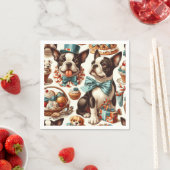 Serviette En Papier Illustration Retro Cute Boston Terrier (En situation)