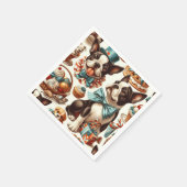 Serviette En Papier Illustration Retro Cute Boston Terrier (Coin)