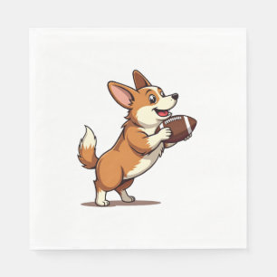 Serviette En Papier Illustration Rétro de Chien de Football Corgi Spor