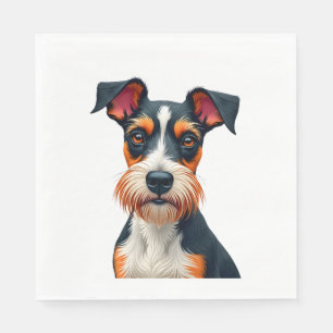 Serviette En Papier Illustration Rétro Portrait de Chien Coloré Vintag