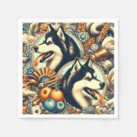 Illustration Retro Siberian Husky