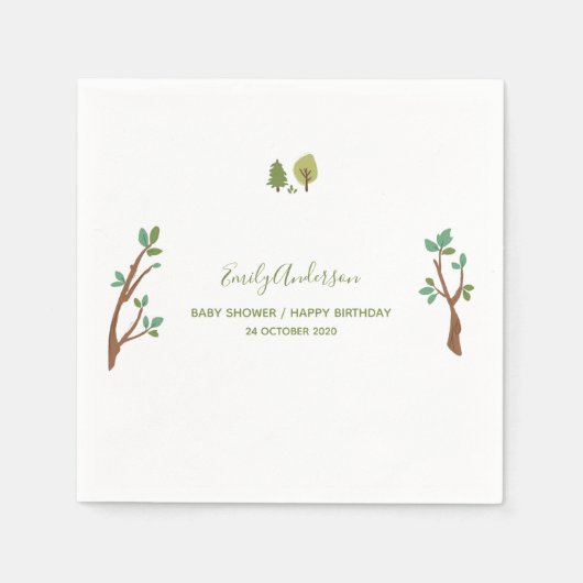 Serviette En Papier Illustration rustique de la forêt forestière (Devant)