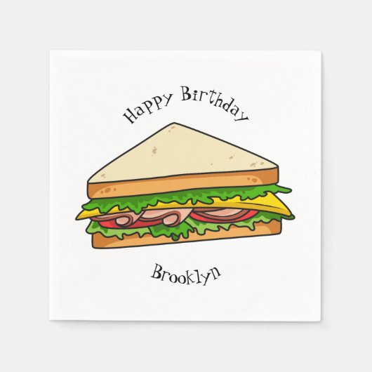 Serviette En Papier Illustration Sandwich (Devant)