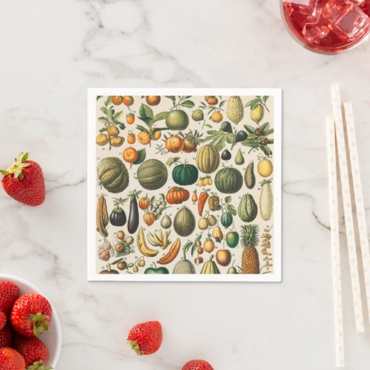 Serviette En Papier Illustration scientifique végétale des fruits (En situation)