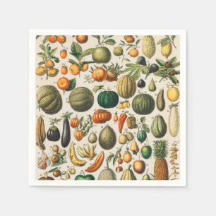 Serviette En Papier Illustration scientifique végétale des fruits