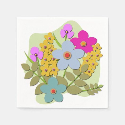 Serviette En Papier Illustration vectorielle du bouquet de fleurs (Devant)