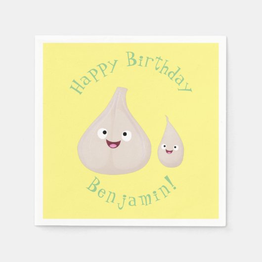 Serviette En Papier Illustration végétale de caricature à l'ail mignon (Devant)