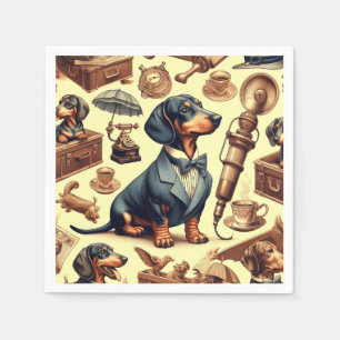 Serviette En Papier Illustration vintage Dachshund