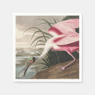 Serviette En Papier Illustration vintage d'Audubon de la Spatule rosée