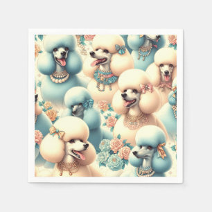 Serviette En Papier Illustration vintage de caniche sans joint