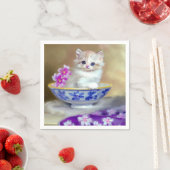 Serviette En Papier Illustration vintage de chaton blanc (En situation)