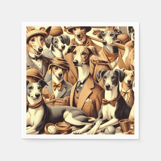 Serviette En Papier Illustration vintage de Greyhound (Devant)
