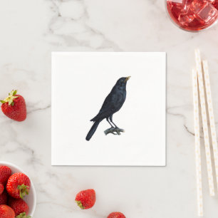 Serviette En Papier Illustration vintage du Corbeau des oiseaux noirs