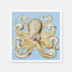 Serviette En Papier Illustration vintage Octopus Marine Life