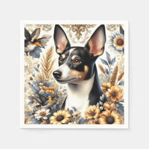 Serviette En Papier Illustration vintage Rat Terrier
