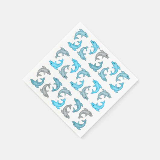 Serviette En Papier Illustrations de dauphins gris bleu d'été (Coin)