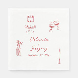 Serviette En Papier Illustrations de marron dessiné à la main Doodles 