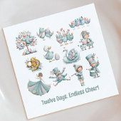 Serviette En Papier Illustrations de Noël 12 jours fantasques