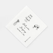 Serviette En Papier Illustrations noir dessinées à la main Mariage (Coin)