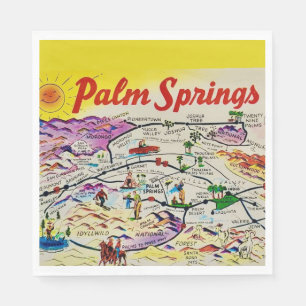 Serviette En Papier Illustré Rétro Palm Springs