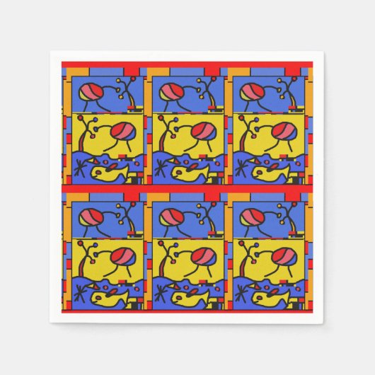 Serviette En Papier Image avec art moderne poisson (Devant)