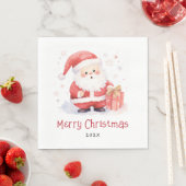 Serviette En Papier Image d'aquarelle Père Noël jolie Joyeux Noël (En situation)