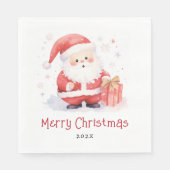 Serviette En Papier Image d'aquarelle Père Noël jolie Joyeux Noël (Devant)