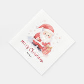 Serviette En Papier Image d'aquarelle Père Noël jolie Joyeux Noël (Coin)