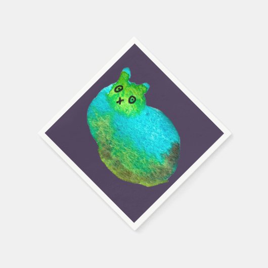 Serviette En Papier Image d'art de chat bleu gras mou (Coin)