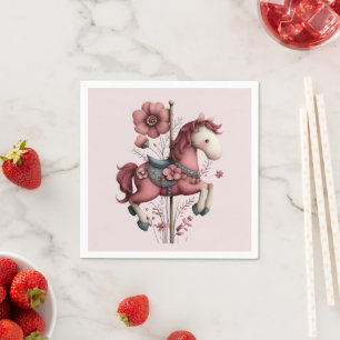 Serviette En Papier Image de cheval de carrousel fantaisiste
