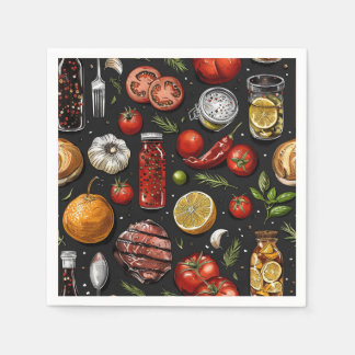 Serviette En Papier Image de produits et d'épices de barbecue.