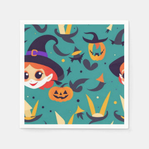 Serviette En Papier Image d'Halloween avec le visage d'une sorcière he