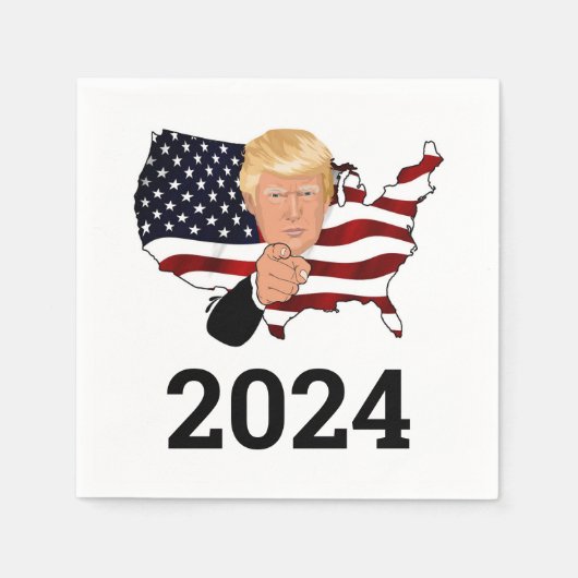 Serviette En Papier Image du président Trump sur les serviettes. Servi (Devant)