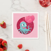 Serviette En Papier Image mignonne d'un poulpe tenant des ballons (En situation)