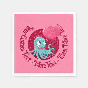 Serviette En Papier Image mignonne d'un poulpe tenant des ballons