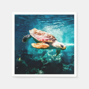 Serviette En Papier Image sous-marine de bel de mer océan de tortue