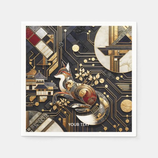 Serviette En Papier Imaginaire Abstrait Fox Art (Devant)