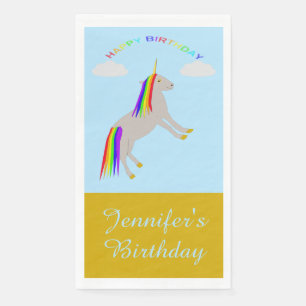Serviette En Papier Imaginaire Anniversaire Unicorne Arc en ciel et nu