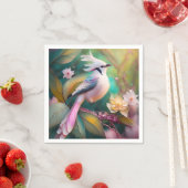 Serviette En Papier Imaginaire blanc crêpé à queue blanche Jay (En situation)