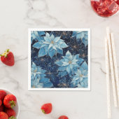 Serviette En Papier Imaginaire bleu Poinsettia (En situation)